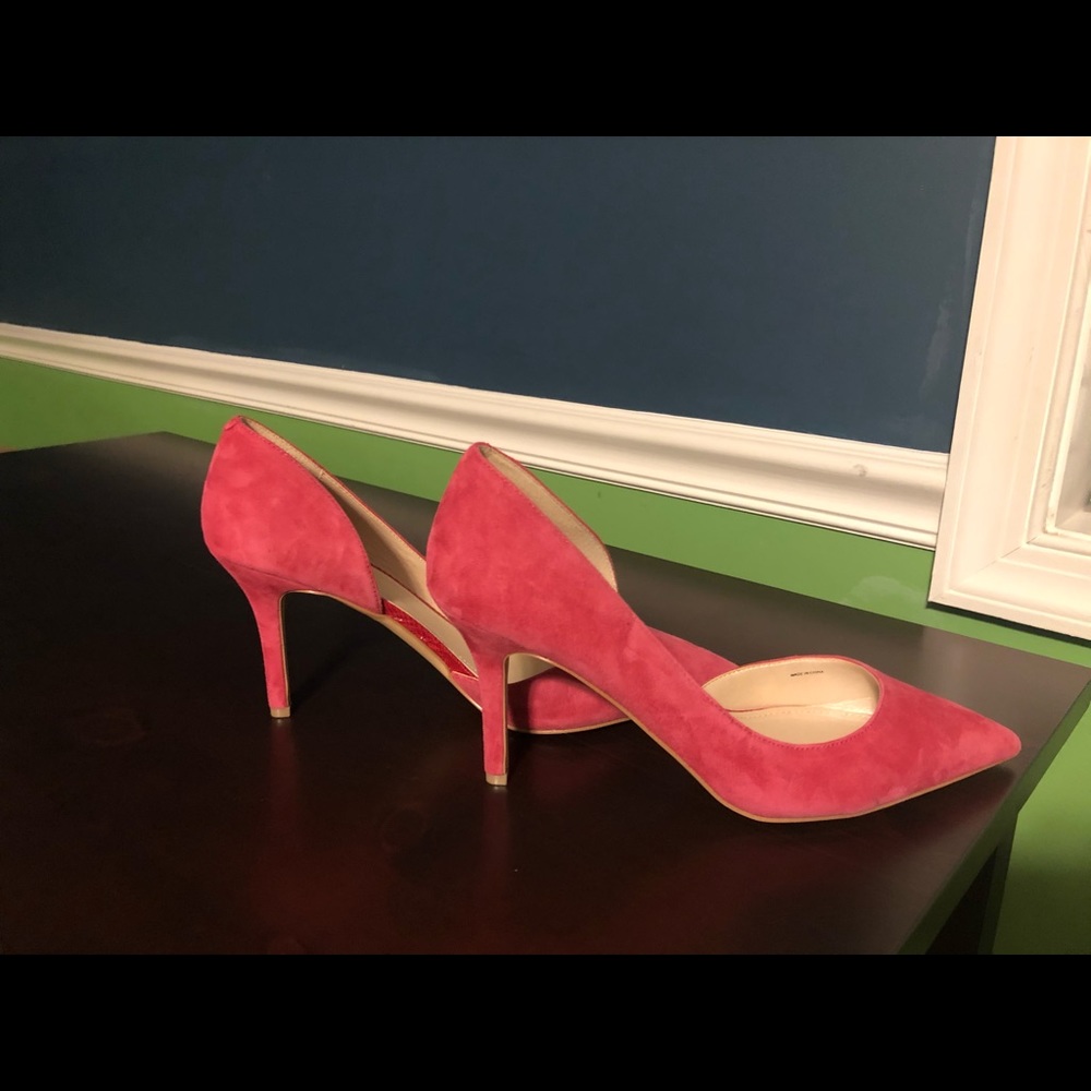 WHBM Suede Ella D’Orsay Pumps Rosey Pink